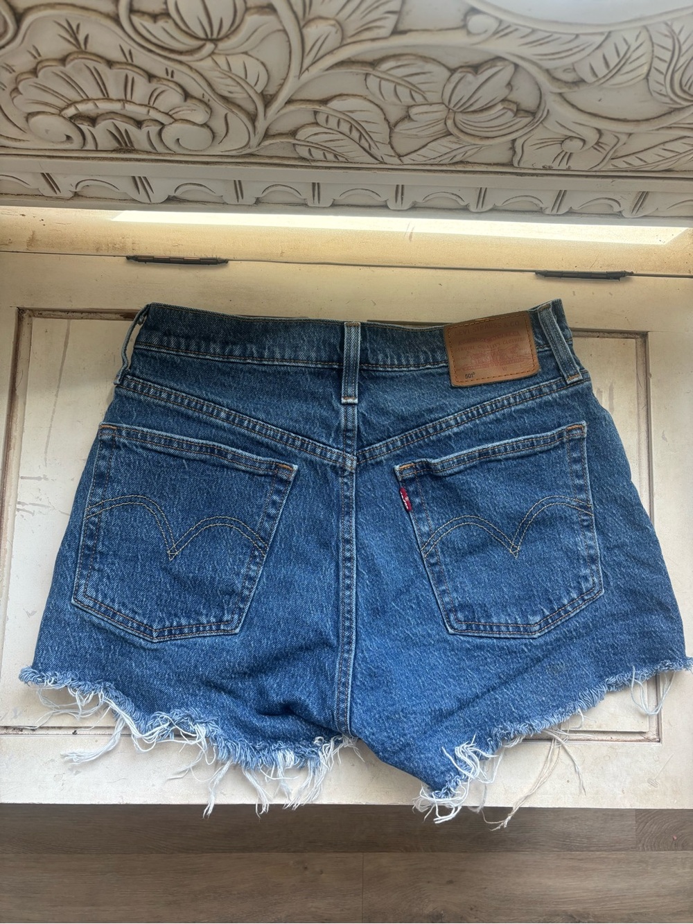 Levi's Indigo Distressed Denim Cutoff Shorts